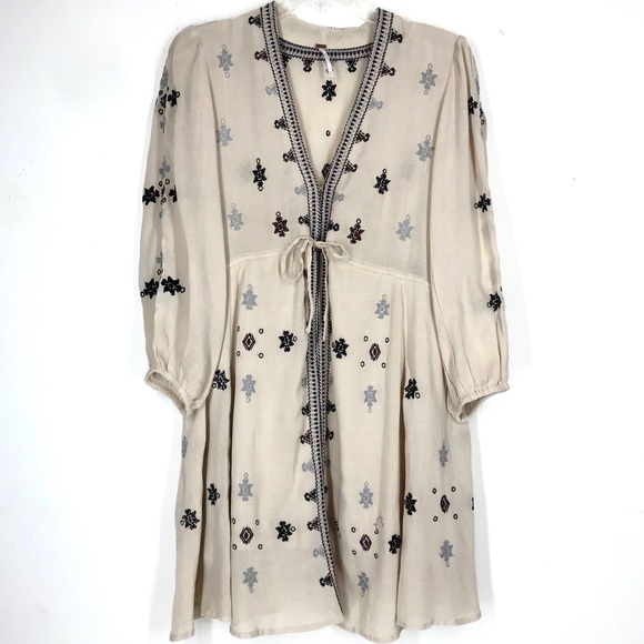 Free People Dresses & Skirts - Free People cream embroidered dress sz M